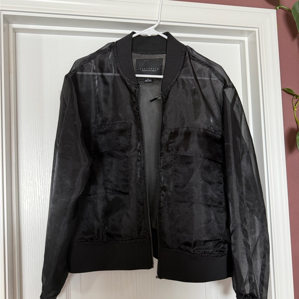 Sanctuary Black Sheer Bomber Jacket